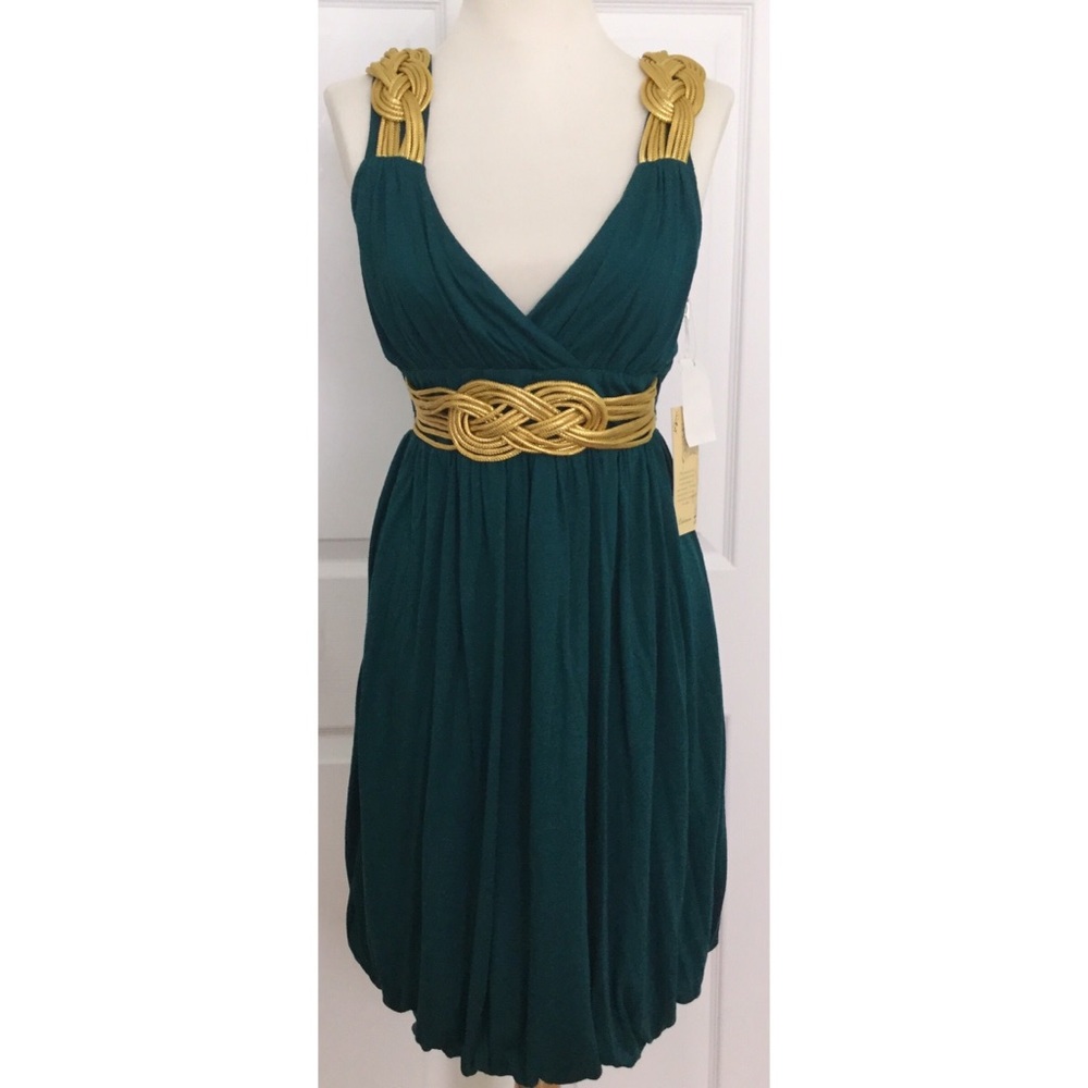 NWT Lulumari Dress Size Medium M Gold Teal
